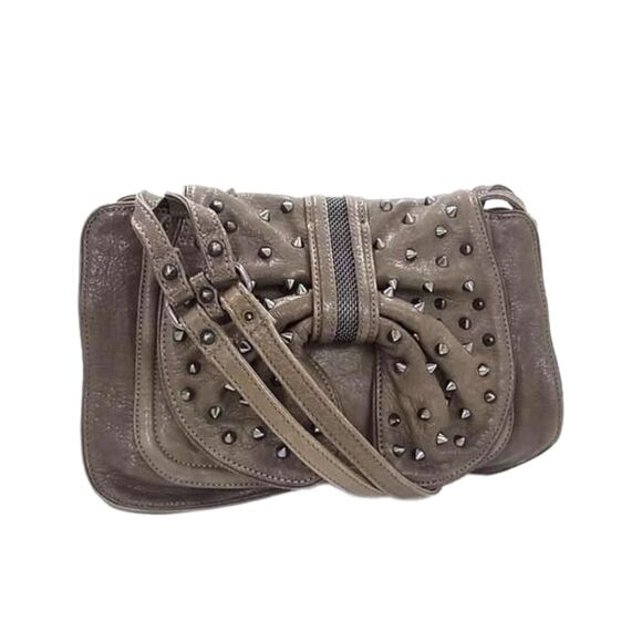 3.1 Phillip Lim - Edie Grey Leather Spike Studded Bow Accent Shoulder Bag EUC - Picture 1 of 11